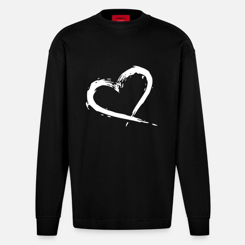 herz - Heavyweight Oversized Organic Langarmshirt Made in EU - SOLID BLACK