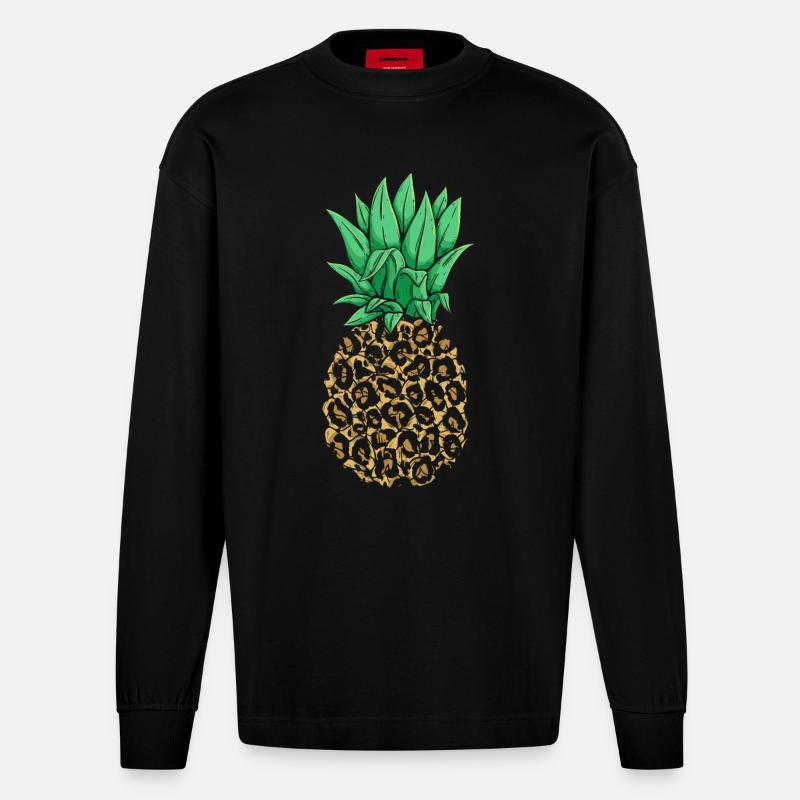 Conception d'ananas - Manches longues bio épais oversize fabriqué en UE - SOLID BLACK