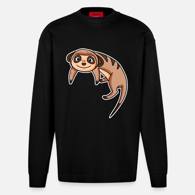 Erdmännchen - Heavyweight Oversized Organic Langarmshirt Made in EU - SOLID BLACK