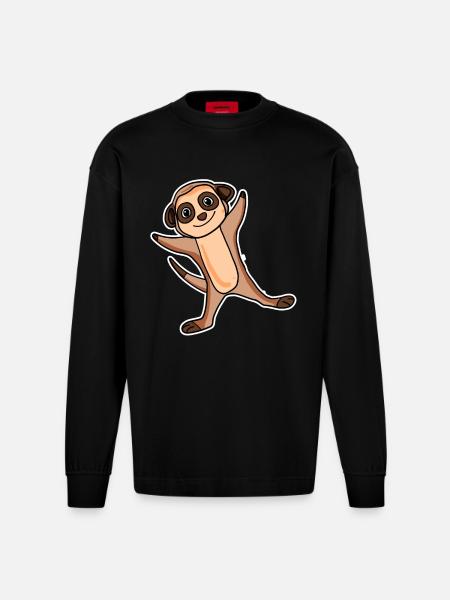 Sticker suricate - Manches longues bio épais oversize fabriqué en UE - SOLID BLACK