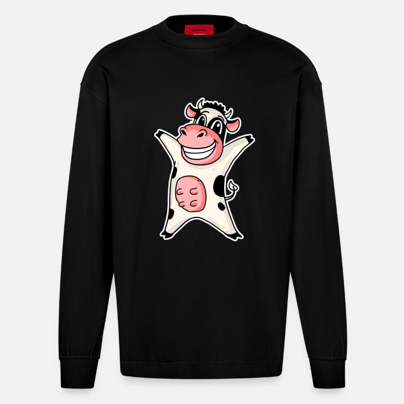Cow - Heavyweight Oversized Organic Longsleeve Shirt Made in EU - SOLID BLACK