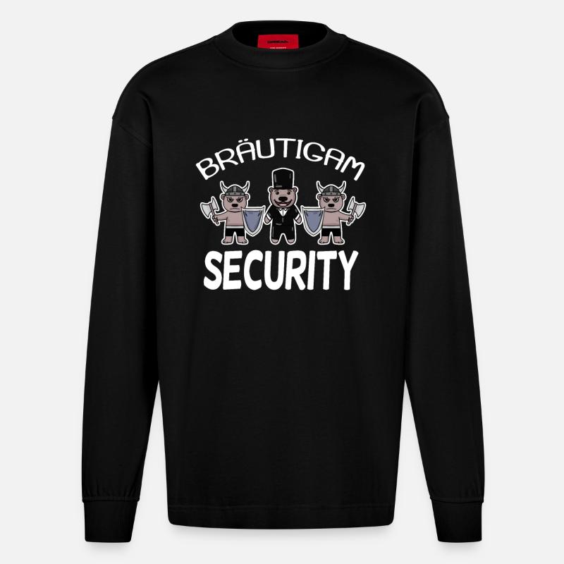 Bräutigam Security Wikinger - Heavyweight Oversized Organic Langarmshirt Made in EU - SOLID BLACK