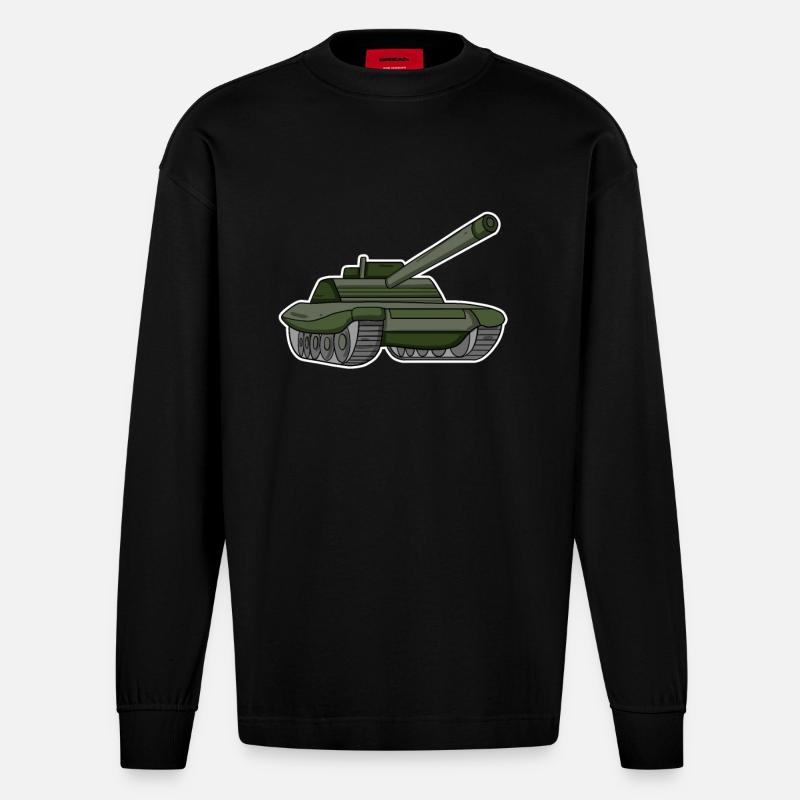 Panzer - Heavyweight Oversized Organic Langarmshirt Made in EU - SOLID BLACK