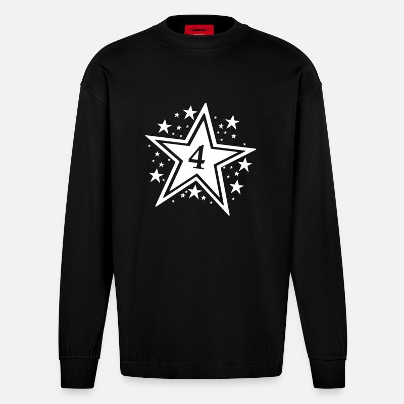 J’ai 4 ans. - Manches longues bio épais oversize fabriqué en UE - SOLID BLACK