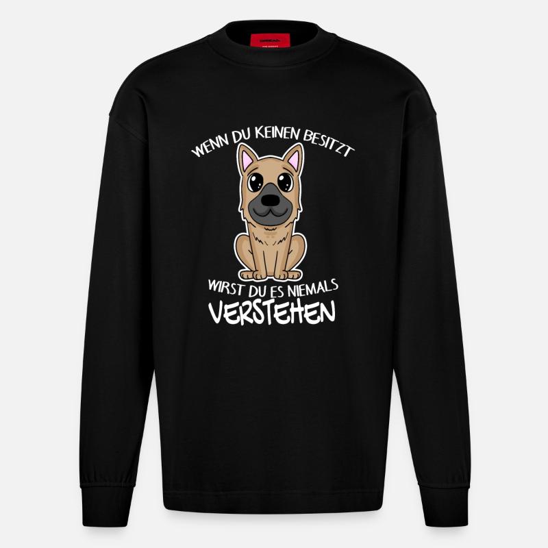 Deutscher Schäferhund - Heavyweight Oversized Organic Langarmshirt Made in EU - SOLID BLACK