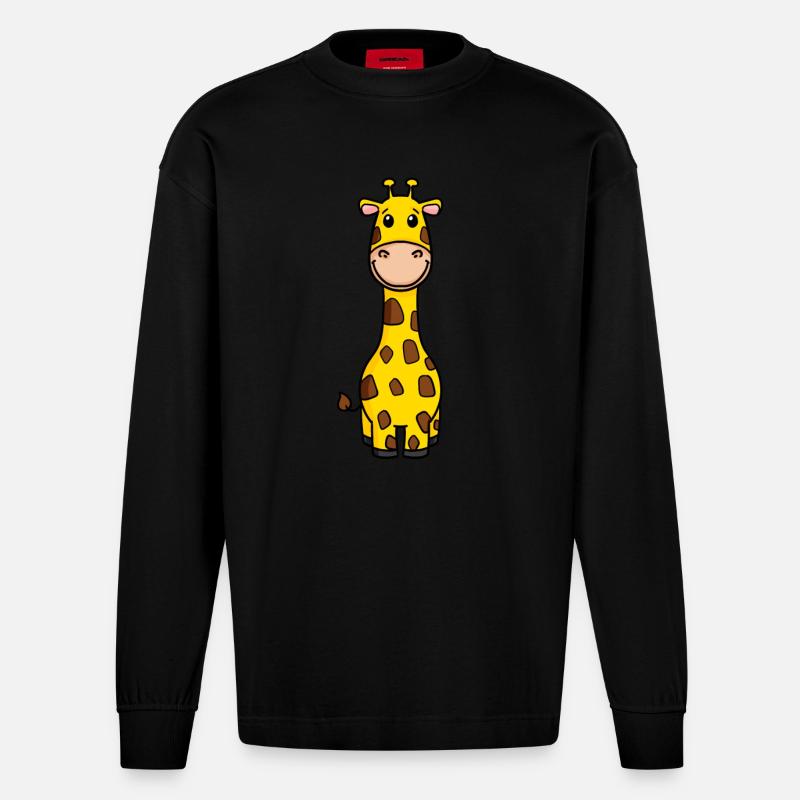 Giraffe - Heavyweight Oversized Organic Langarmshirt Made in EU - SOLID BLACK