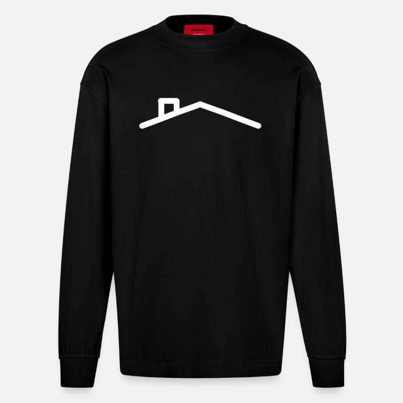 Toit de la maison - Manches longues bio épais oversize fabriqué en UE - SOLID BLACK