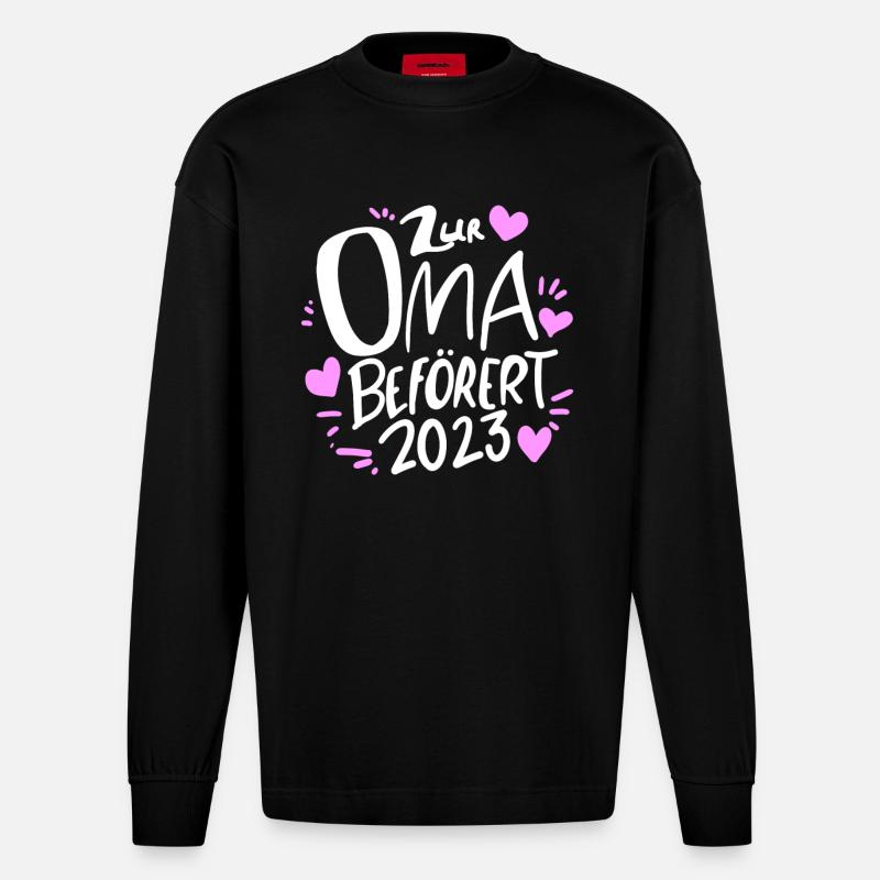 Oma 2023 - Werdende Oma - Heavyweight Oversized Organic Langarmshirt Made in EU - SOLID BLACK