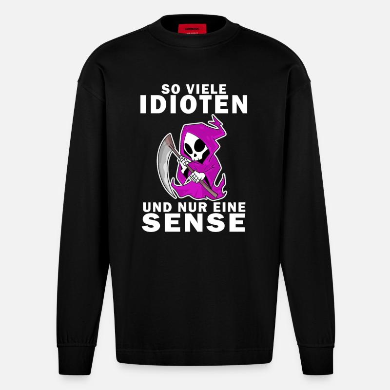 Sensenmann Dame - Heavyweight Oversized Organic Langarmshirt Made in EU - SOLID BLACK
