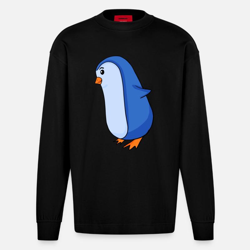 Pinguin - Heavyweight Oversized Organic Langarmshirt Made in EU - SOLID BLACK
