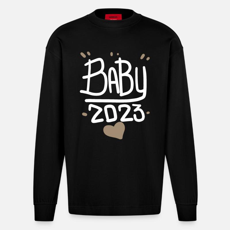 Grossesse Bébé enceinte 2023 - Manches longues bio épais oversize fabriqué en UE - SOLID BLACK