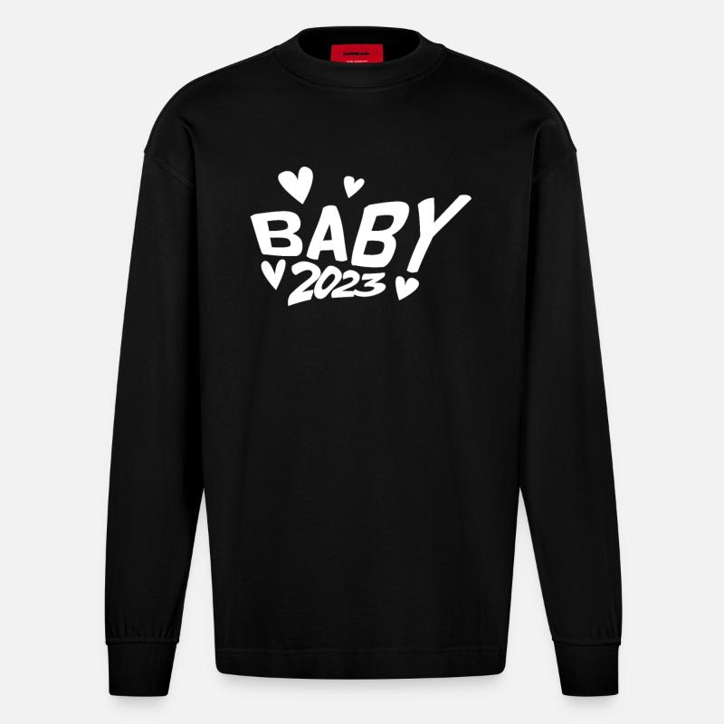 Grossesse Bébé enceinte 2023 - Manches longues bio épais oversize fabriqué en UE - SOLID BLACK