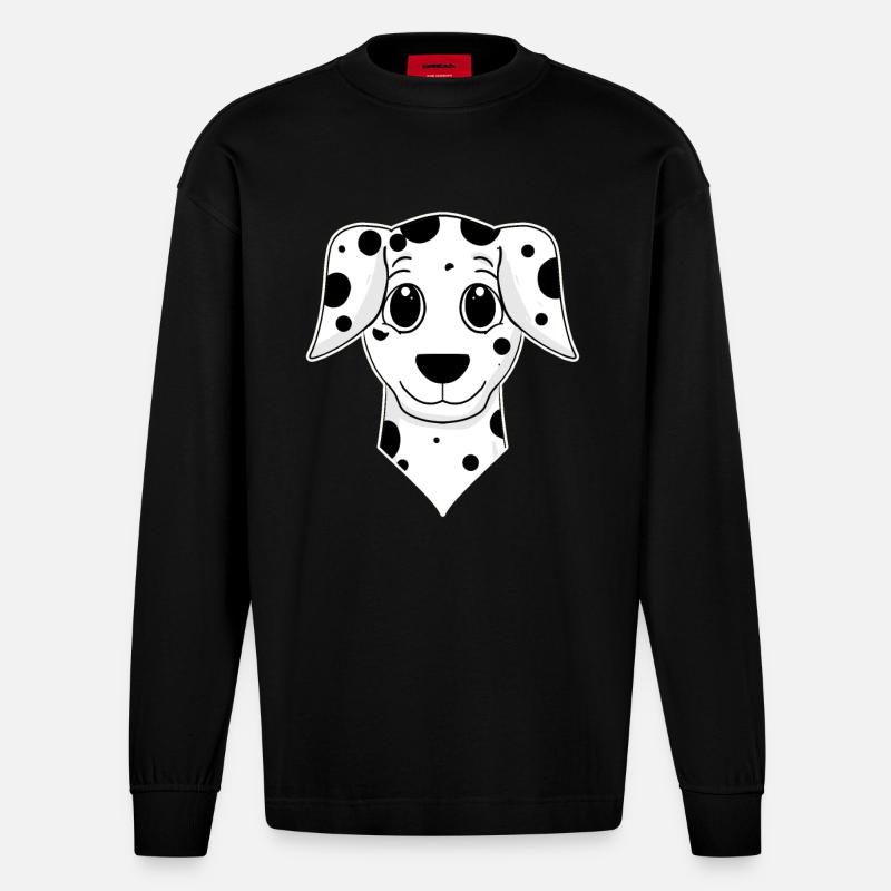 Dalmatiner - Heavyweight Oversized Organic Langarmshirt Made in EU - SOLID BLACK