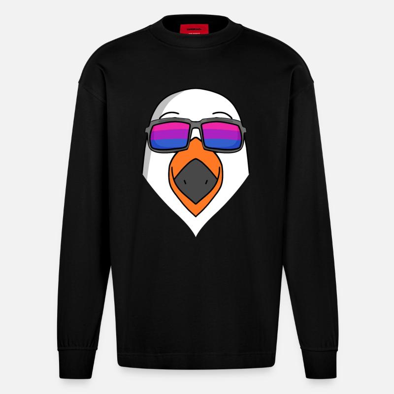 Bisexuell Möwe Geschenk - Heavyweight Oversized Organic Langarmshirt Made in EU - SOLID BLACK