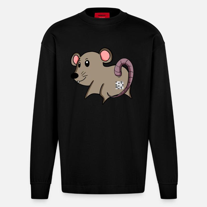 Mouse Ass - Mouse Butt - Manches longues bio épais oversize fabriqué en UE - SOLID BLACK