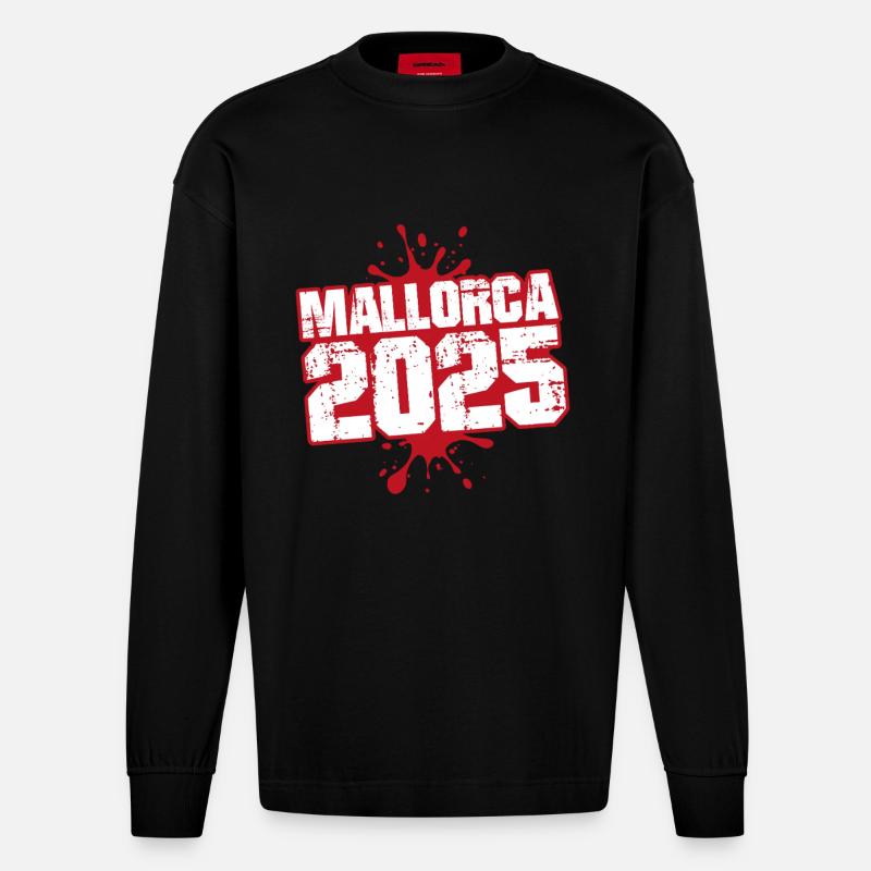 Mallorca 2025 Klecks - Heavyweight Oversized Organic Langarmshirt Made in EU - SOLID BLACK