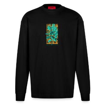 Conception de la flore et de la faune - Manches longues bio épais oversize fabriqué en UE - SOLID BLACK - Devant