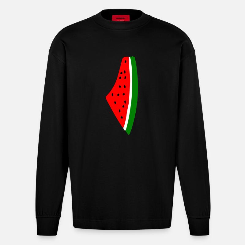 Melon pastèque - Manches longues bio épais oversize fabriqué en UE - SOLID BLACK