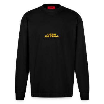 Weniger essen, mehr beten: Ramadan-Textgestaltung - Heavyweight Oversized Organic Langarmshirt Made in EU - SOLID BLACK - Vorne