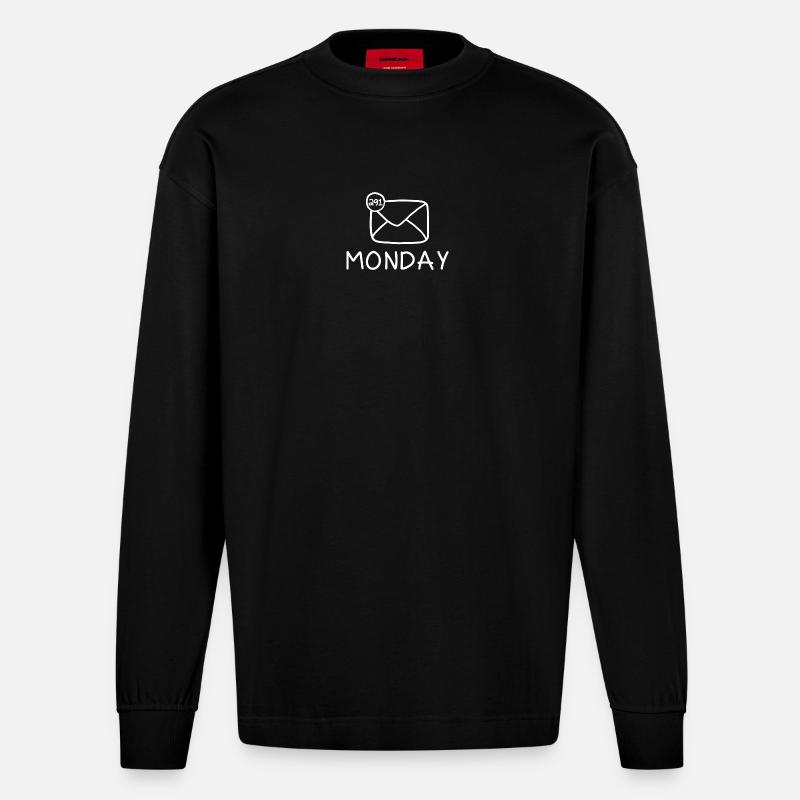 Monday Mail Doodle - Heavyweight Oversized Organic Langarmshirt Made in EU - SOLID BLACK
