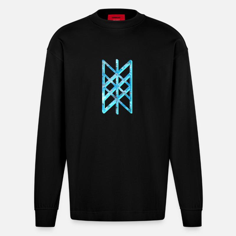 netz der wyrd e 78 - Heavyweight Oversized Organic Langarmshirt Made in EU - SOLID BLACK