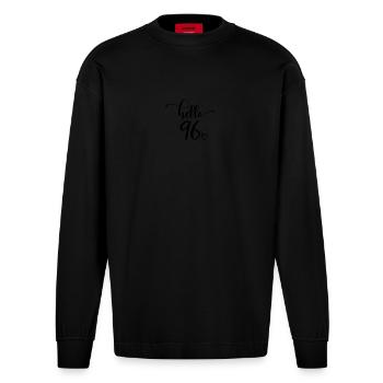 Hallo 96 - Süßes Geschenk zum 96. Geburtstag, 96 Jahre alt - Heavyweight Oversized Organic Langarmshirt Made in EU - SOLID BLACK - Vorne