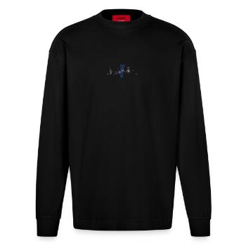 Portugal Skyline Silhouette - Heavyweight Oversized Organic Longsleeve Shirt Made in EU - SOLID BLACK - Front