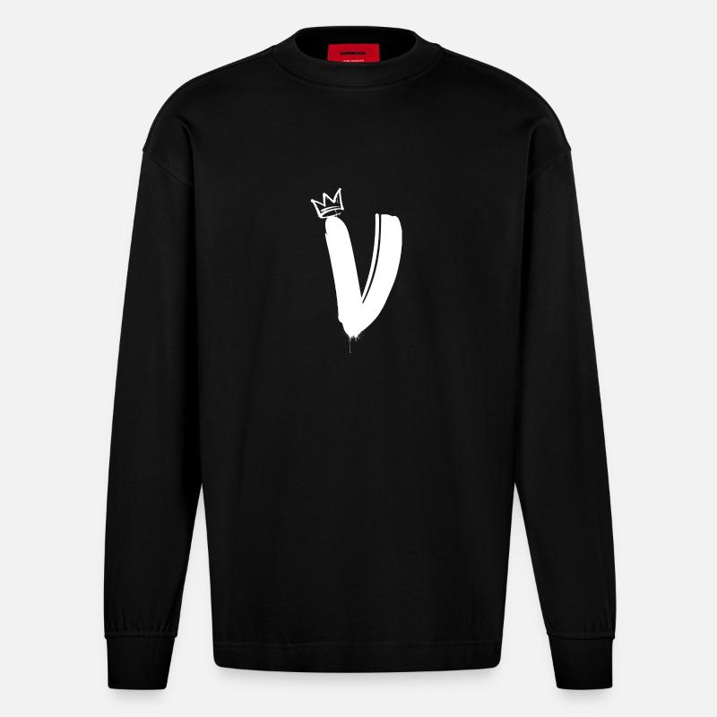 V - Heavyweight Oversized Organic Langarmshirt Made in EU - SOLID BLACK