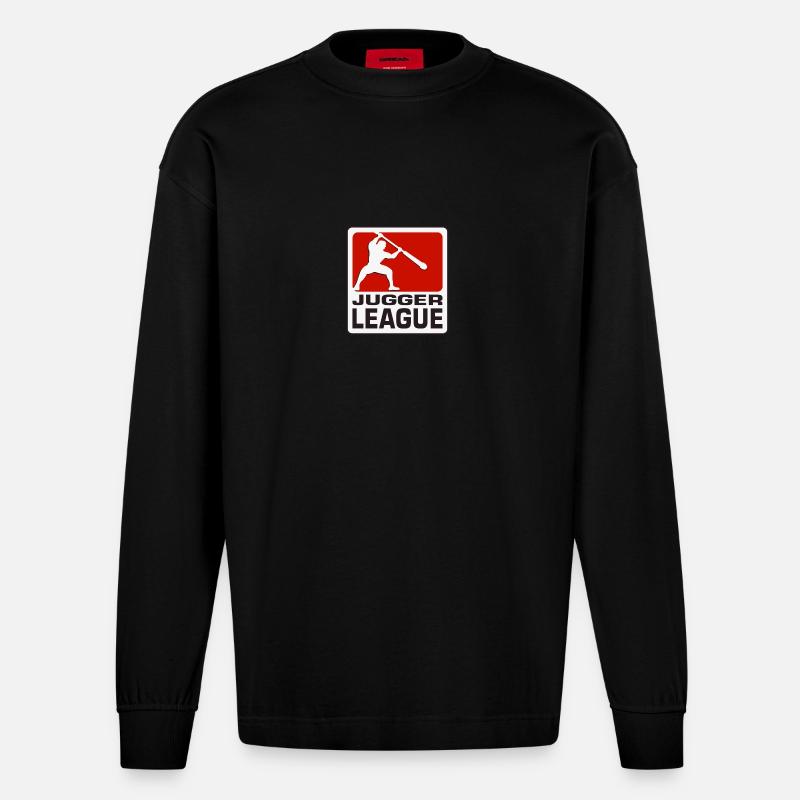 Jugger LigaLogo - Heavyweight Oversized Organic Langarmshirt Made in EU - SOLID BLACK