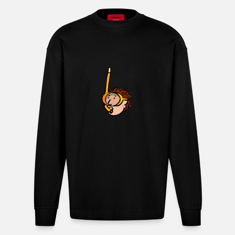 Schnorchler. Geschenkidee - Heavyweight Oversized Organic Langarmshirt Made in EU - SOLID BLACK