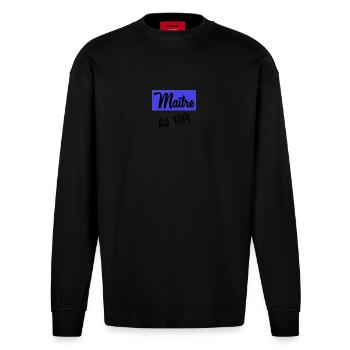 MEISTER - Heavyweight Oversized Organic Langarmshirt Made in EU - SOLID BLACK - Vorne