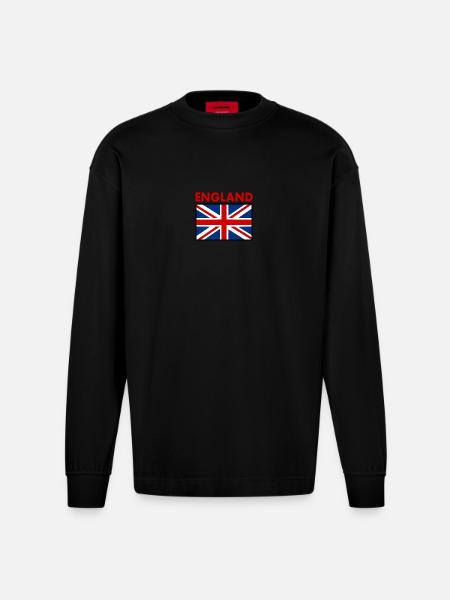 angleterre - Manches longues bio épais oversize fabriqué en UE - SOLID BLACK