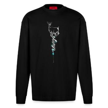 Harry Potter Patronus Biche - Manches longues bio épais oversize fabriqué en UE - SOLID BLACK - Devant