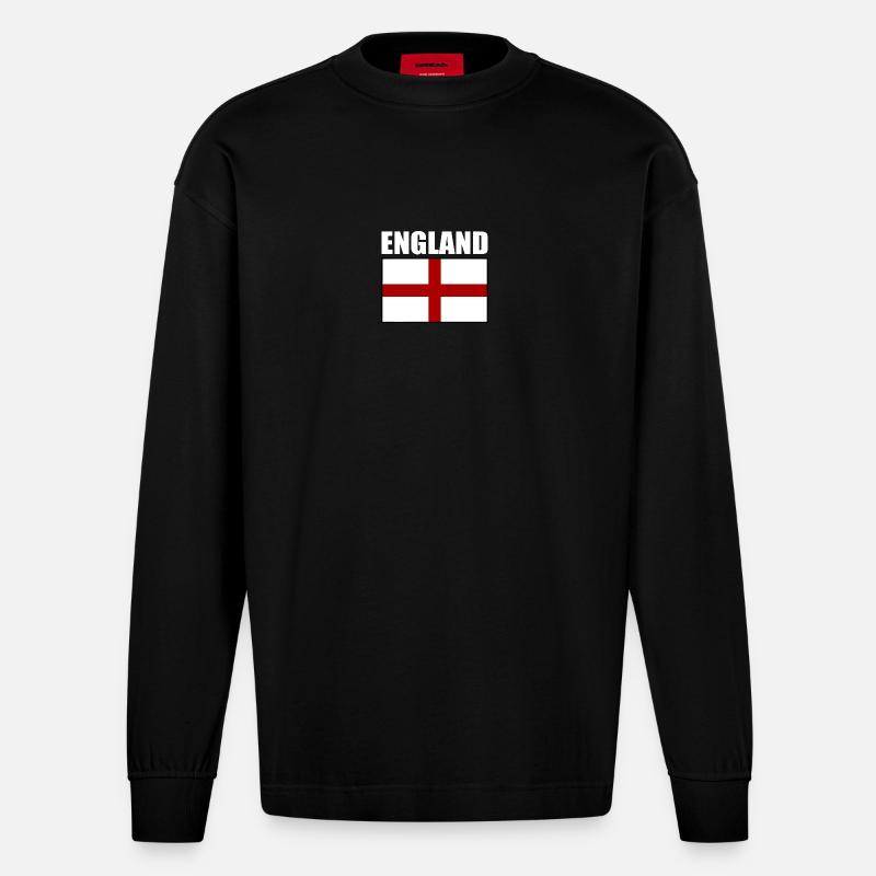 England - Heavyweight Oversized Organic Langarmshirt Made in EU - SOLID BLACK