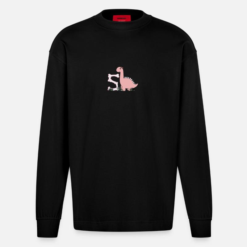 Buchstabe S - Heavyweight Oversized Organic Langarmshirt Made in EU - SOLID BLACK