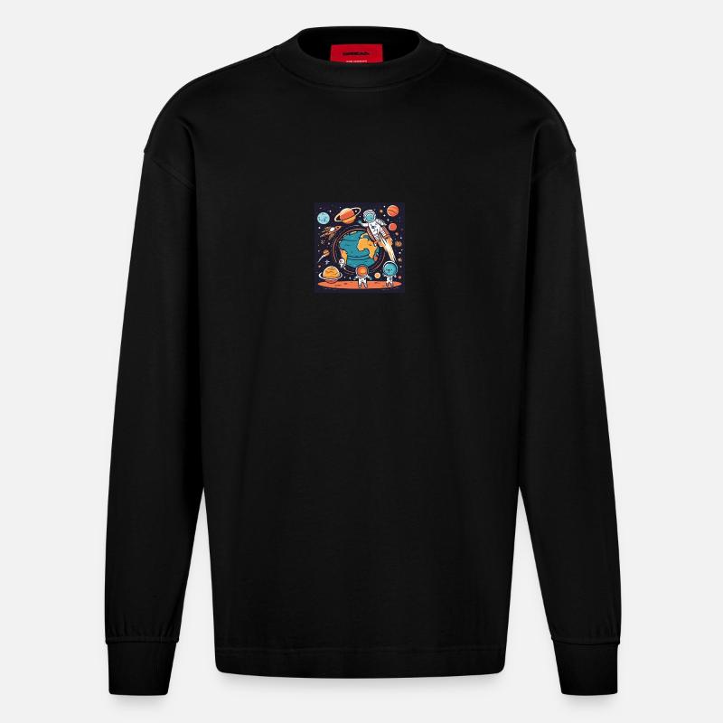 Wir sind die Erde - Heavyweight Oversized Organic Langarmshirt Made in EU - SOLID BLACK