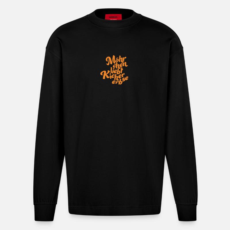 Logo without background orange - Heavyweight Oversized Organic Langarmshirt Made in EU - SOLID BLACK