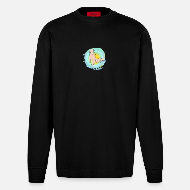 mains fleuries sans texte - Manches longues bio épais oversize fabriqué en UE - SOLID BLACK