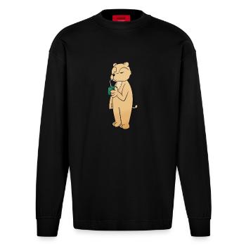 Drink packets - Heavyweight Oversized Organic Longsleeve Shirt Made in EU - SOLID BLACK - Front