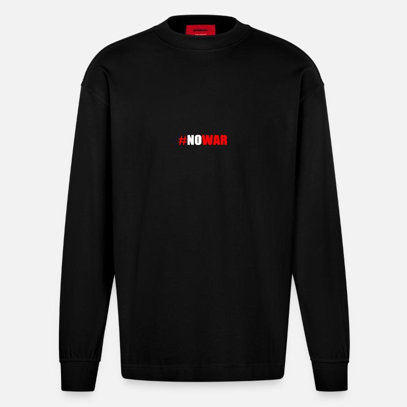 No war - Manches longues bio épais oversize fabriqué en UE - SOLID BLACK