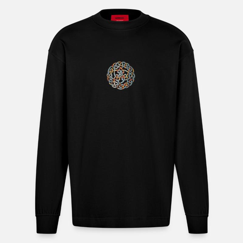 celtic knot 5 e 19 - Heavyweight Oversized Organic Longsleeve Shirt Made in EU - SOLID BLACK