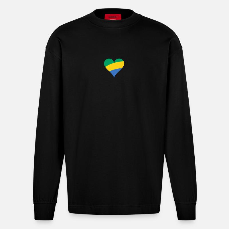 Gabun Herz - Heavyweight Oversized Organic Langarmshirt Made in EU - SOLID BLACK