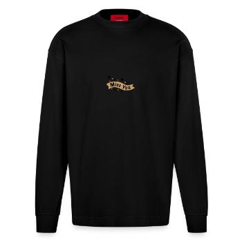 Miss You - Heavyweight Oversized Organic Longsleeve Shirt Made in EU - SOLID BLACK - Front