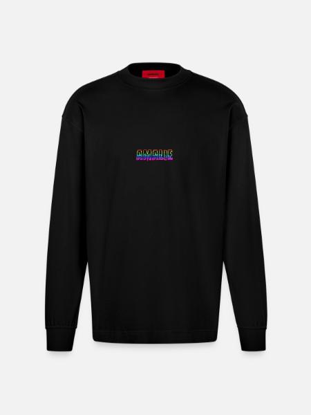 amalie rs rainbow - Heavyweight Oversized Organic Longsleeve Shirt Made in EU - SOLID BLACK