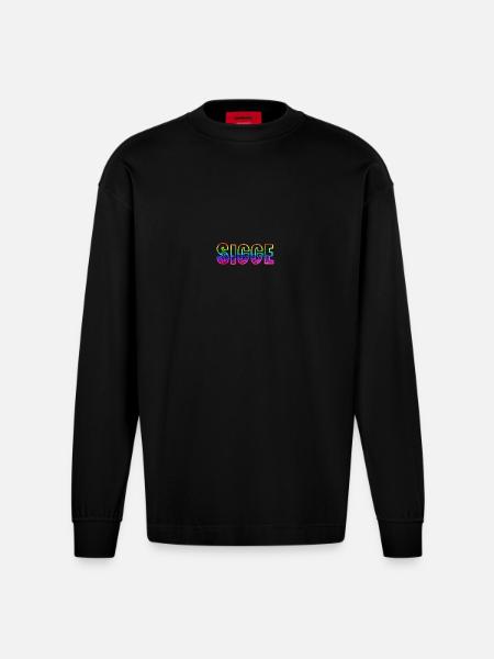 sigge rs rainbow - Heavyweight Oversized Organic Longsleeve Shirt Made in EU - SOLID BLACK