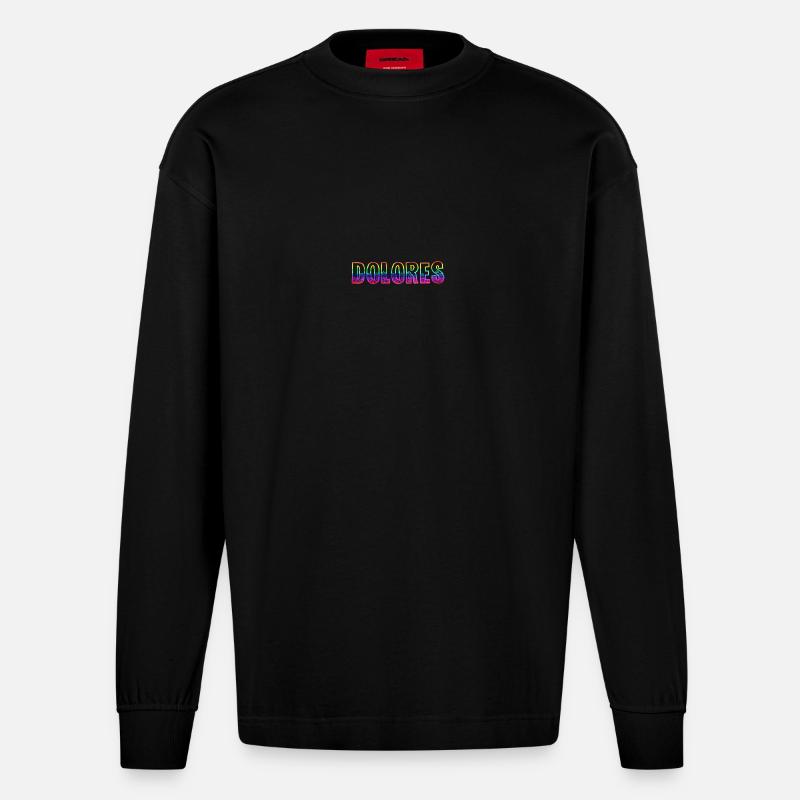 dolores rs regenbogen - Heavyweight Oversized Organic Langarmshirt Made in EU - SOLID BLACK