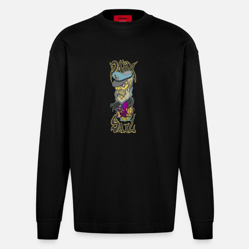 Dunkles Segel II - Heavyweight Oversized Organic Langarmshirt Made in EU - SOLID BLACK