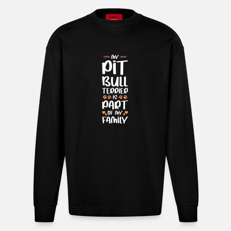 PIT_BULL_TERRIER - Heavyweight Oversized Organic Langarmshirt Made in EU - SOLID BLACK