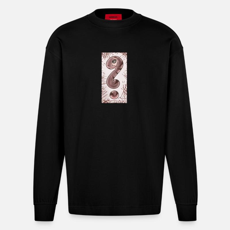 Fragezeichen Schlange braun schmal - Heavyweight Oversized Organic Langarmshirt Made in EU - SOLID BLACK