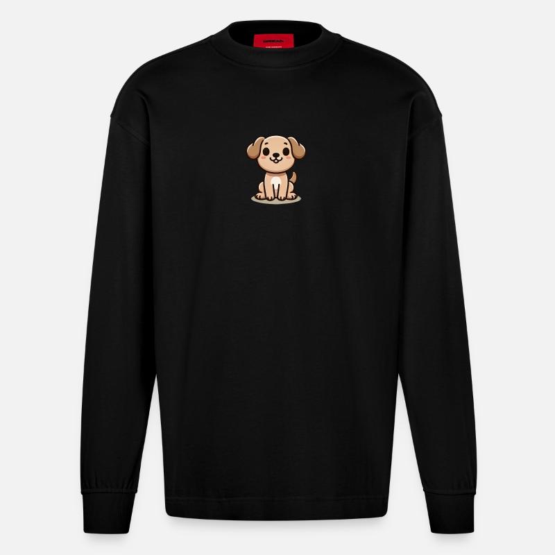 Chiot mignon - Manches longues bio épais oversize fabriqué en UE - SOLID BLACK